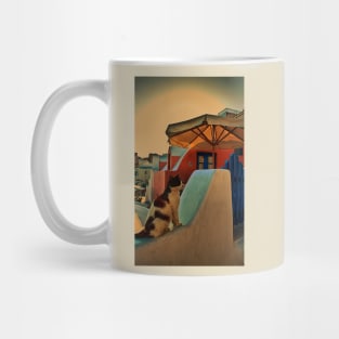 Greece. Santorini. Oia. Street cat. Mug